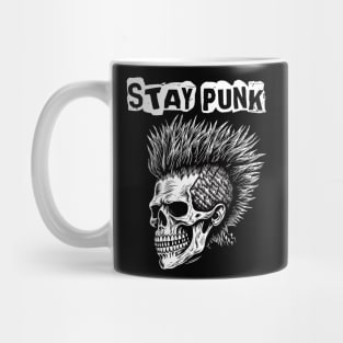 Punk Rock Skull With Mohawk- Stay Punk Mug